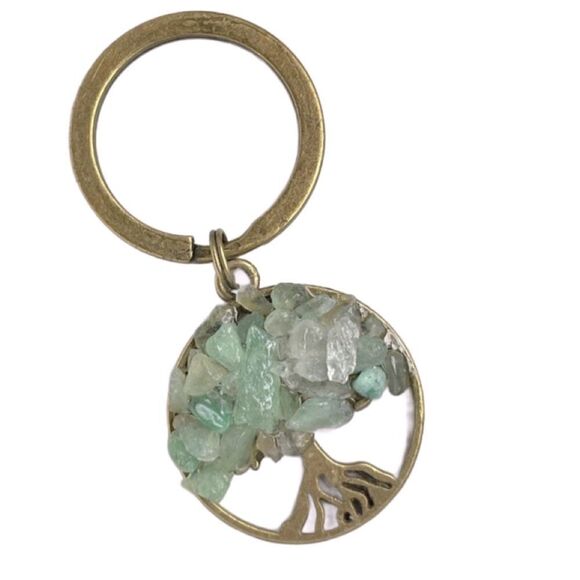 Tree of Life Natural Green Jade (Jadeite Jade) Crystal Keychain - Picture 6 of 16